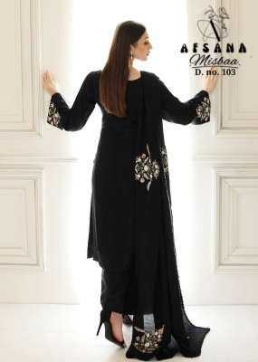 Misbaa by afashana foux georgette with kashida work with inner   kurti pant and dupatta catalog at wholesale rate kurtis catalogs