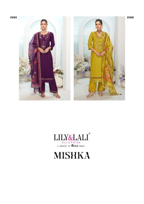 Mishka by Lily and lali Embroidered Fancy Kurti pant with Dupatta collection at affordable rate readymade suit catalogs