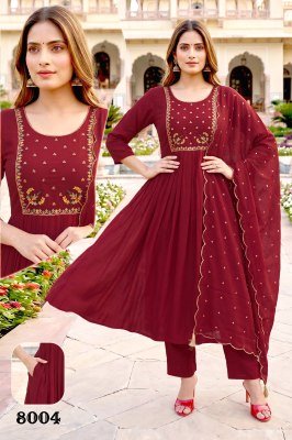 Mishri Vol. 5 Mal Chanderi Silk Heavy Embroidery 3 Piece Designer Kurti Set kurti pant with dupatta Catalogs