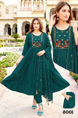 Mishri Vol. 5 Mal Chanderi Silk Heavy Embroidery 3 Piece Designer Kurti Set kurti pant with dupatta Catalogs