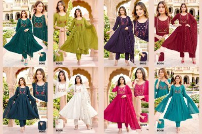 Mishri Vol. 5 Mal Chanderi Silk Heavy Embroidery 3 Piece Designer Kurti Set kurti pant with dupatta Catalogs