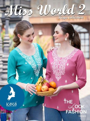 Miss World 2 by Kaya Super quality White Embroidered Fancy Western top collection with budget rate Kaya kurti