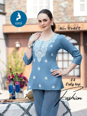 Miss World 2 by Kaya Super quality White Embroidered Fancy Western top collection with budget rate western wear catalogs