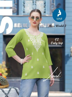 Miss World 2 by Kaya Super quality White Embroidered Fancy Western top collection with budget rate western wear catalogs