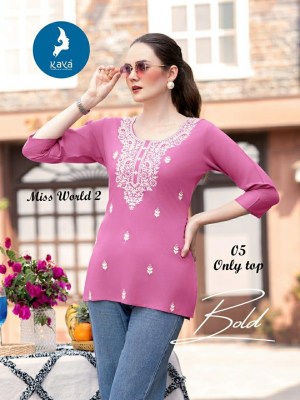 Miss World 2 by Kaya Super quality White Embroidered Fancy Western top collection with budget rate western wear catalogs