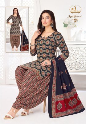 Miss World Ajrakh Vol 14 Pure Cotton Printed Patiyala Dress Set with Dupatta readymade suit catalogs