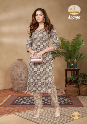 Miss World Ananta Vol 1 pure cotton Kurti With Pant set catalogue wholesale rate  kurtis catalogs