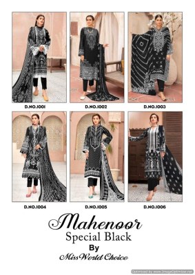 Miss World Mahenoor by Black And White heavy cotton dress material catalogue at affordable rate Karachi suits catalogs