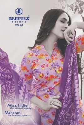 Miss indian vol 86 by Deeptex pure cotton printed unstitched dress material catalogue at low rate Deeptex suits 