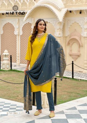 Mittoo Alankar Design 6 Viscose Weaving Kurti Set with Hand Threadwork Cotton Lycra Bottom And Pure Muslin Jacquard Dupatta Wholesale kurtis catalogs