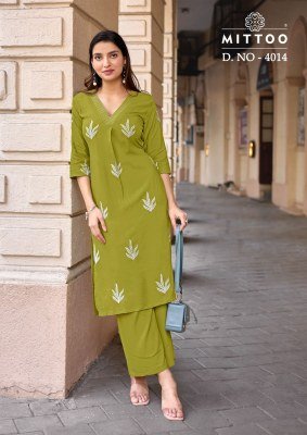 Mittoo Albella Vol  3 Heavy Rayon Thread Work Kurti Pant Set kurtis catalogs