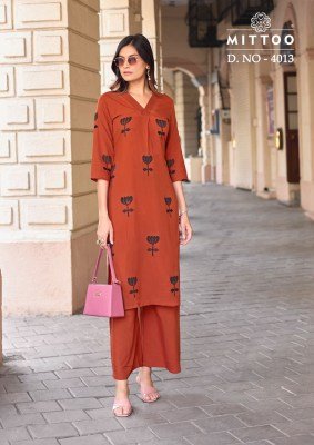 Mittoo Albella Vol  3 Heavy Rayon Thread Work Kurti Pant Set kurtis catalogs