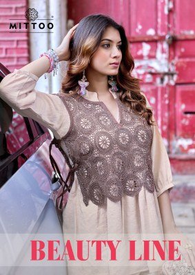 Mittoo Beauty Line Viscose Weaving Kurti Pant with Schiffli Cotton Koti Set 