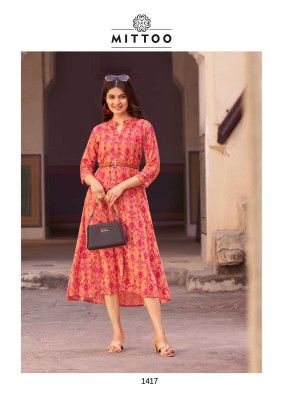 Mittoo Belt Vol 16 Rayon Printed Kurti With Belt Designer Kurti Wholesale  kurtis catalogs