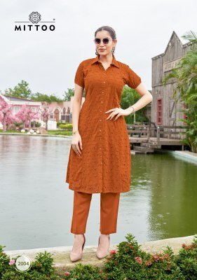 Mittoo Charvi Pure Cotton Kurti Pant Set with Boring Work (S–3XL) co ord set catalogs