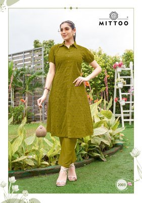 Mittoo Charvi Pure Cotton Kurti Pant Set with Boring Work (S–3XL) co ord set catalogs