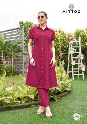 Mittoo Charvi Pure Cotton Kurti Pant Set with Boring Work (S–3XL) co ord set catalogs