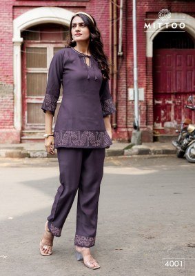 Mittoo Classic Viscose Weaving Co Ord Set Collection with Thread and  Handwork co ord set catalogs