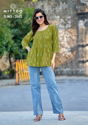 Mittoo Crispy Rayon Printed Short Top kurtis catalogs