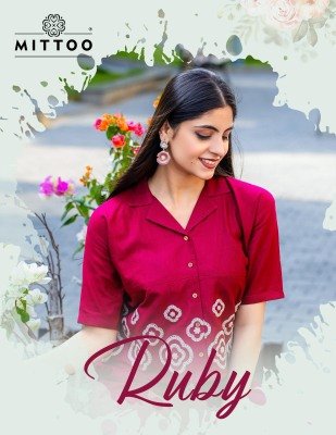 Mittoo Elegant Ruby Cotton Slub Kurta with Thread Work and Matching Bottom Wholesale co ord set catalogs