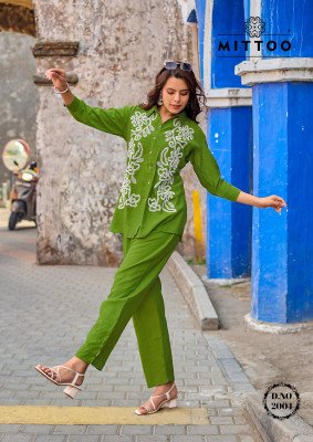 Mittoo Fantasy Embroidered Co-ord Set Collection Designer Tunic And Pants co ord set catalogs