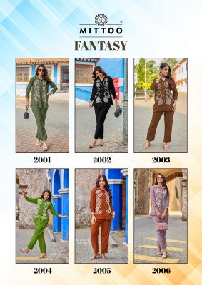 Mittoo Fantasy Embroidered Co-ord Set Collection Designer Tunic And Pants co ord set catalogs