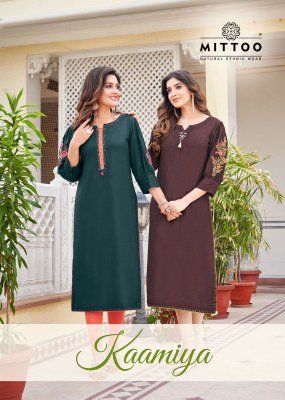 Mittoo Kaamiya Heavy Rayon Kurti Collection Elegant Embroidered Kurtis And Wholesale kurtis catalogs
