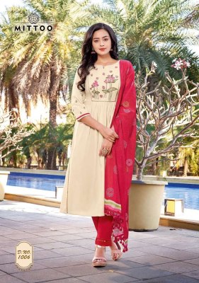 Mittoo Kiara Rayon waving Kurti pant with georgette dupatta set Kurti catalogue wholesale  kurtis catalogs