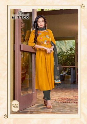 Mittoo Kiara Rayon waving Kurti pant with georgette dupatta set Kurti catalogue wholesale  kurtis catalogs