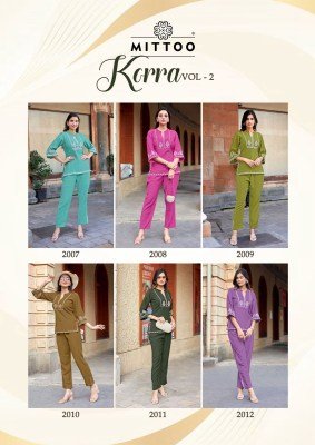 Mittoo Korra Vol 2 Viscose Slub Co-ord Set Thread Work co ord set catalogs