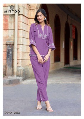 Mittoo Korra Vol 2 Viscose Slub Co-ord Set Thread Work co ord set catalogs