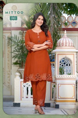Mittoo Krivaa Designer Viscose Weaving Co Ord Set with Thread And Handwork Wholesale co ord set catalogs