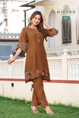 Mittoo Krivaa Designer Viscose Weaving Co Ord Set with Thread And Handwork Wholesale co ord set catalogs