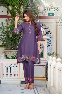 Mittoo Krivaa Designer Viscose Weaving Co Ord Set with Thread And Handwork Wholesale co ord set catalogs