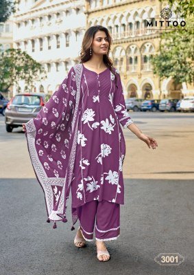 Mittoo Manvari Rayon Kurti Pant Set with Printed Dupatta (S–3XL) kurti pant with dupatta Catalogs