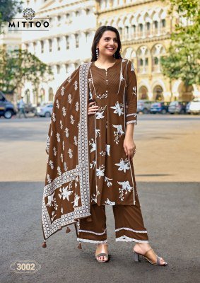 Mittoo Manvari Rayon Kurti Pant Set with Printed Dupatta (S–3XL) kurti pant with dupatta Catalogs