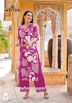 Mittoo Naisha Women   s Rayon Printed Kurti and Pants Set with Hand Embroidery Wholesale kurtis catalogs