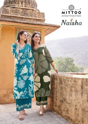 Mittoo Naisha Women   s Rayon Printed Kurti and Pants Set with Hand Embroidery Wholesale kurtis catalogs