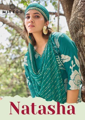 Mittoo Natasha Rayon Print Kurti Pant with Nazmin Chiffon Dupatta 