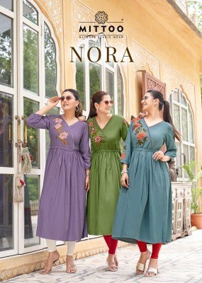 Mittoo Nora  Designer Heavy Rayon Kurti with Thread And Hand Embroidery Wholesale kurtis catalogs