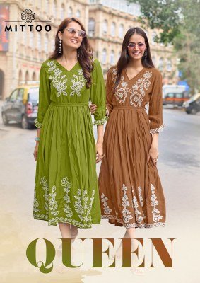 Mittoo Queen Design 6 Rayon Weaving Top with Thread And Handwork Premium Ethnic Kurti Wholesale kurtis catalogs