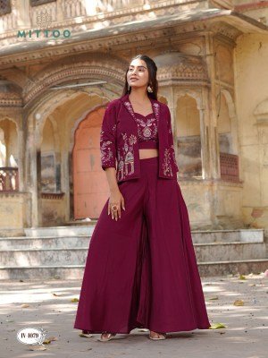 Mittoo Ruksat Mul Chanderi 3 Piece Kurti Koti Set with Bottom Indo Western