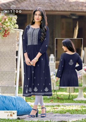 Mittoo Satrangi Heavy Rayon Cotton Thread Work wholesale Kurti catalogue  kurtis catalogs