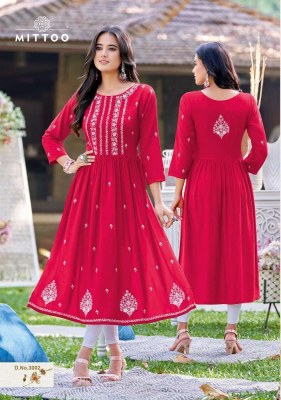 Mittoo Satrangi Heavy Rayon Cotton Thread Work wholesale Kurti catalogue  kurtis catalogs
