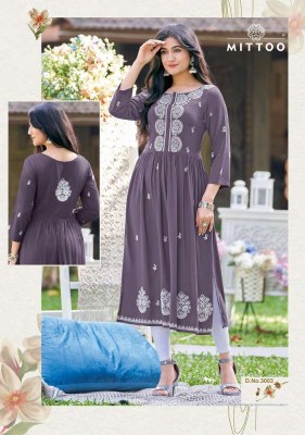Mittoo Satrangi Heavy Rayon Cotton Thread Work wholesale Kurti catalogue  kurtis catalogs