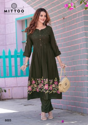 Mittoo Tanvika Reyon Thread And Handwork Kurti Pant Wholesale  wholesale catalogs