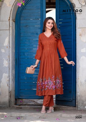Mittoo Tanvika Reyon Thread And Handwork Kurti Pant Wholesale  kurtis catalogs