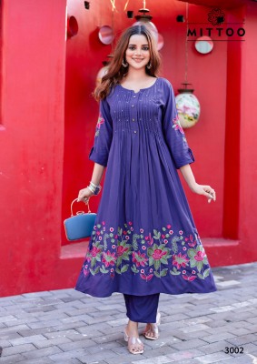 Mittoo Tanvika Reyon Thread And Handwork Kurti Pant Wholesale  kurtis catalogs