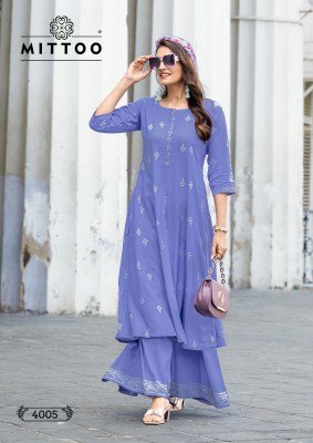 Mittoo Toral Premium Rayon Printed Top with Pocket and Handwork Bottom Whoolesale kurtis catalogs