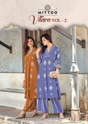 Mittoo Vitara Vol. 2 Rayon Print Hand & Thread Work Suit Set 